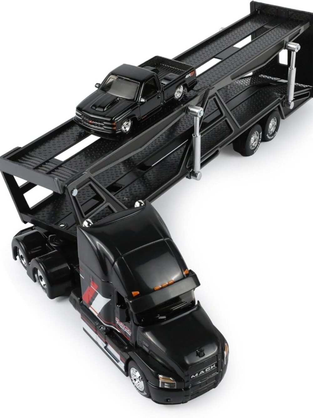 Metal Diecast Semi Truck Trailer & Car Model Kit - 1/65 Auto Transporter Toy